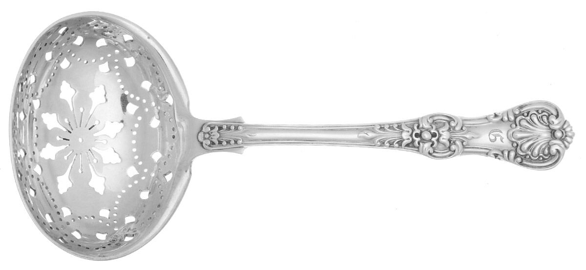 English King (Sterling, 1885, Monograms) Solid Bon Bon Spoon with Pierced Bowl by Tiffany & CO SILVER-1