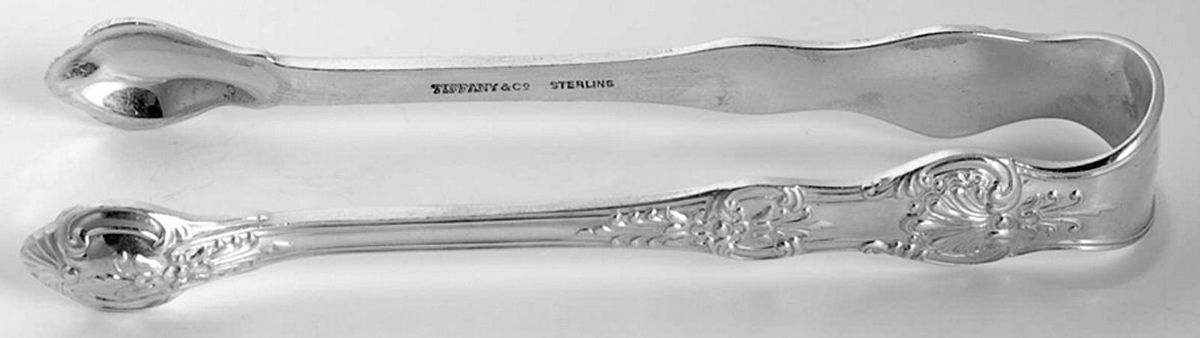 English King (Sterling, 1885, Monograms) Small Sugar Tongs by Tiffany & CO SILVER-1