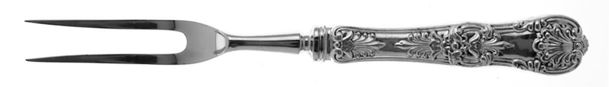English King (Sterling, 1885, Monograms) Small Steak Carving Fork with Stainless Prongs by Tiffany & CO SILVER-1