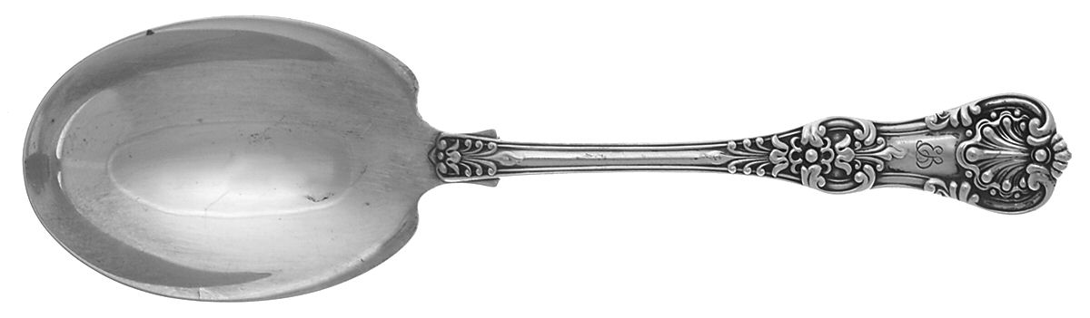 English King (Sterling, 1885, Monograms) Large Solid Berry/Casserole Spoon by Tiffany & CO SILVER-1