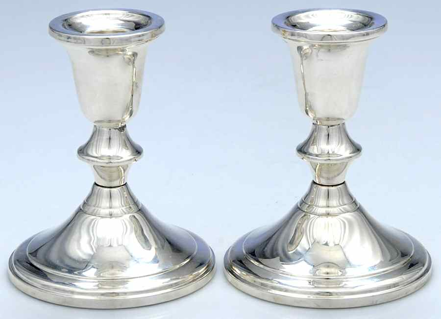 730 (Sterling, Hollowware) Pair of Weighted Candleholders by Towle Silver-1