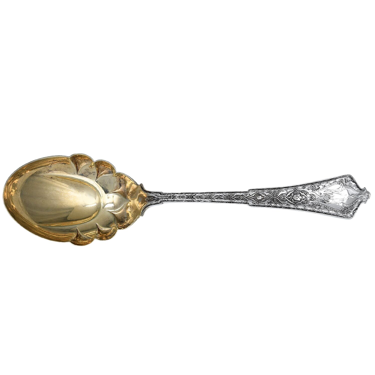 Persian (Sterling, 1872, Monograms) Solid Smooth Berry/Casserole Spoon by Tiffany & CO SILVER-1