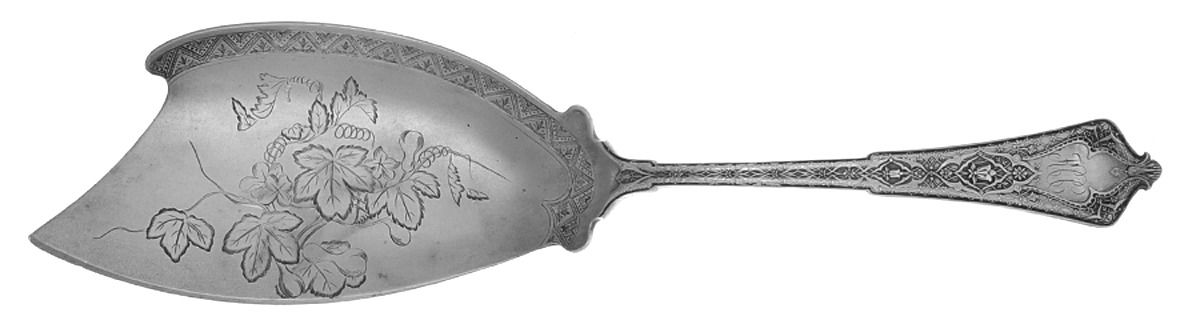 Persian (Sterling, 1872, Monograms) Ice Cream Slicer Solid W/Bright Cut by Tiffany & CO SILVER-1