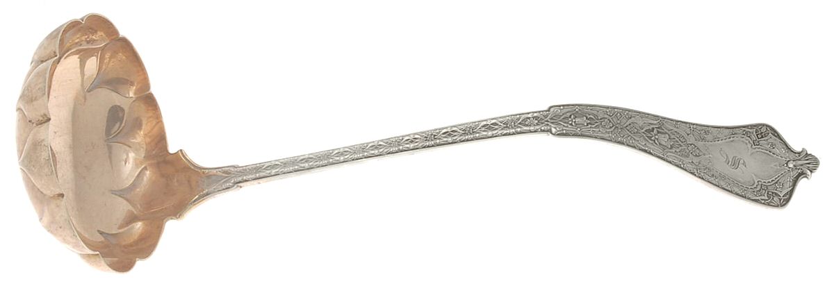 Persian (Sterling, 1872, Monograms) Solid Soup Ladle with Fluted Bowl by Tiffany & CO SILVER-1