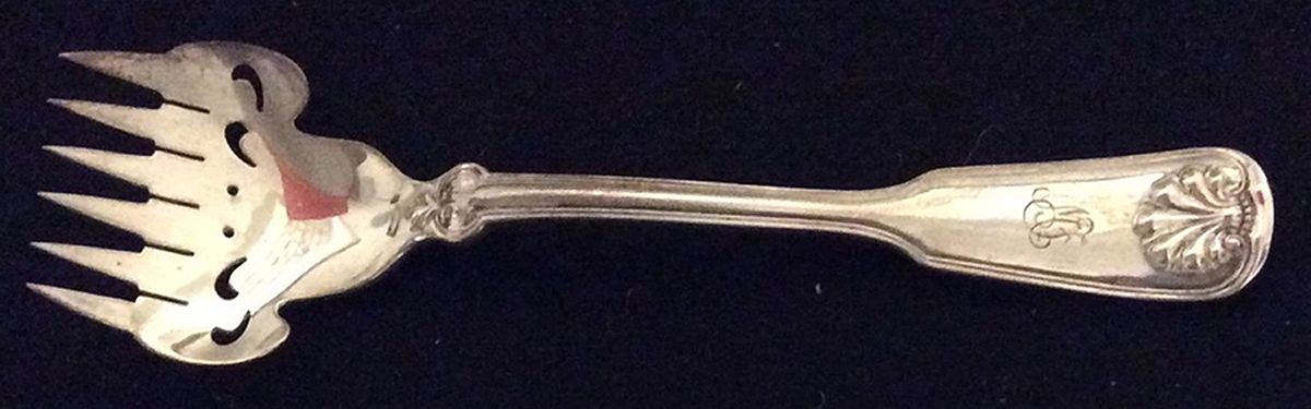 Shell & Thread (Sterling, 1905, No Monograms) Small Solid Tined Sardine Serving Fork by Tiffany & CO SILVER-1
