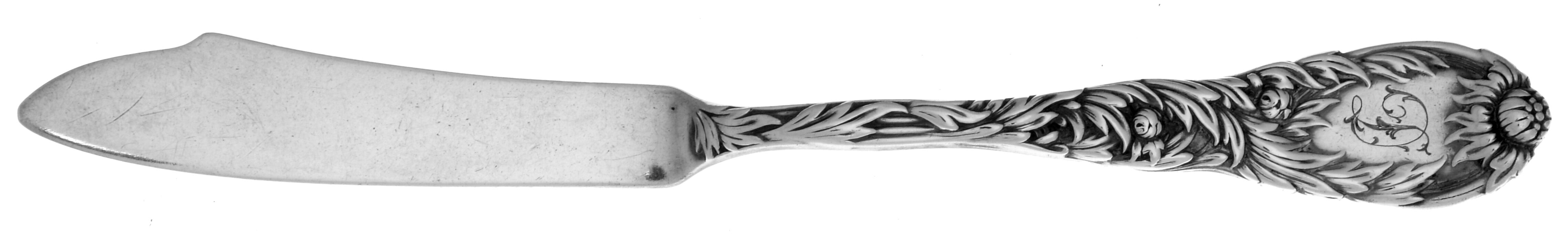 Chrysanthemum (Sterling, 1880, Monograms) Individual Caviar Knife by Tiffany & CO SILVER-1