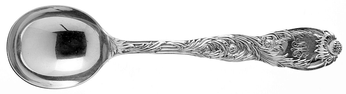 Chrysanthemum (Sterling, 1880, Monograms) Round Bowl Soup Spoon (Gumbo) by Tiffany & CO SILVER-1