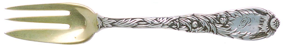 Chrysanthemum (Sterling, 1880, Monograms) Individual Caviar Fork by Tiffany & CO SILVER-1