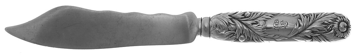Chrysanthemum (Sterling, 1880, Monograms) Old Style Indiv  Hollw Fish Knife Wsterling Blade by Tiffany & CO SILVER-1