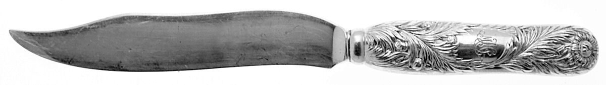 Chrysanthemum (Sterling, 1880, Monograms) Individual Hollow Handle Fish Knife-Sterling Blade by Tiffany & CO SILVER-1