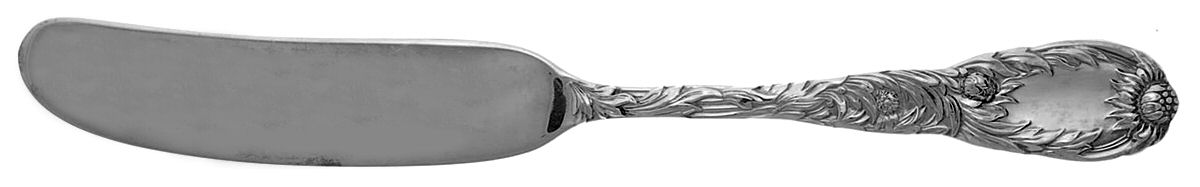 Chrysanthemum (Sterling, 1880, Monograms) Flat Handle Butter Spreader by Tiffany & CO SILVER-1