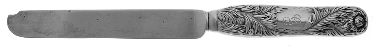 Chrysanthemum (Sterling, 1880, Monograms) Hollow Handle Sterling Blade Tea Dessert Knife by Tiffany & CO SILVER-1