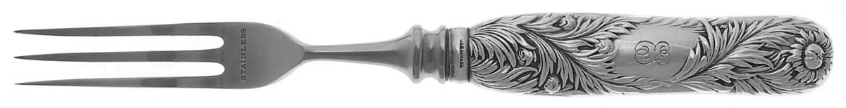 Chrysanthemum (Sterling, 1880, Monograms) Individual 3 Prong Stainless Bird Fork by Tiffany & CO SILVER-1