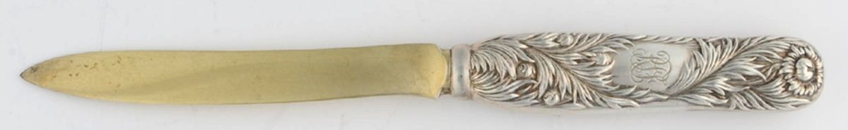 Chrysanthemum (Sterling, 1880, Monograms) Hollow Handle Fruit Knife with Sterling Blade by Tiffany & CO SILVER-1