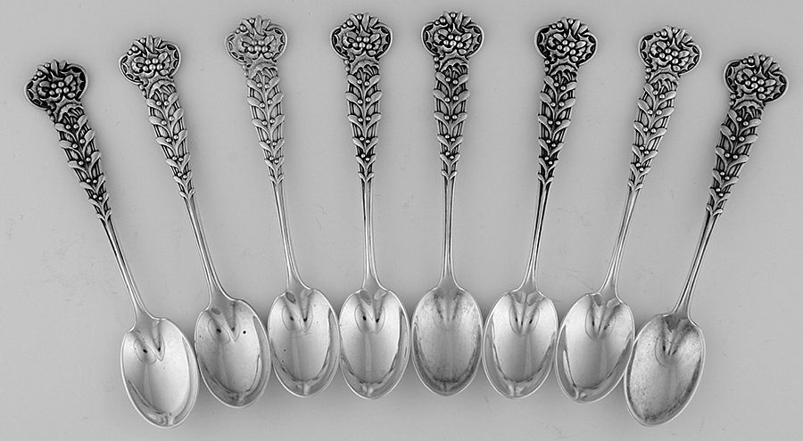 Holly and Mistletoe (Sterling) (Set of 8) Monogrammed Demitasse Spoons by Tiffany & CO SILVER-1