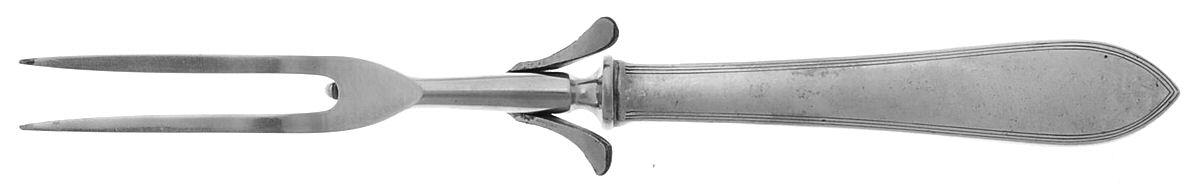 Reeded Edge (Sterling, 1937, Monograms) Small Steak Carving Fork with Stainless Prongs by Tiffany & CO SILVER-1