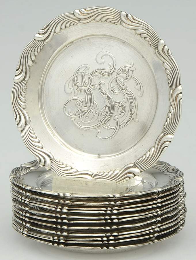 Wave Edge (Sterling, 1884, Waves, Hollowware) Butter Pat - Set of 12 by Tiffany & CO SILVER-1