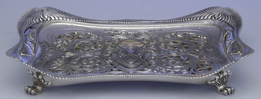 Wave Edge (Sterling, 1884, Waves, Hollowware) (2 Pc)  Asparagus Serving Tray & Strainer by Tiffany & CO SILVER-1