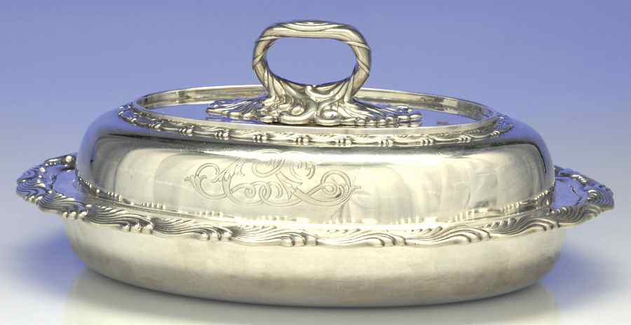 Wave Edge (Sterling, 1884, Waves, Hollowware) (2 Pc) 11" Oval Double Vegetable by Tiffany & CO SILVER-1