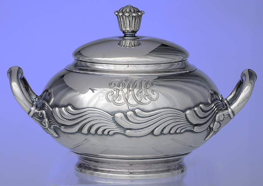Wave Edge (Sterling, 1884, Waves, Hollowware) Sugar Bowl & Lid by Tiffany & CO SILVER-1