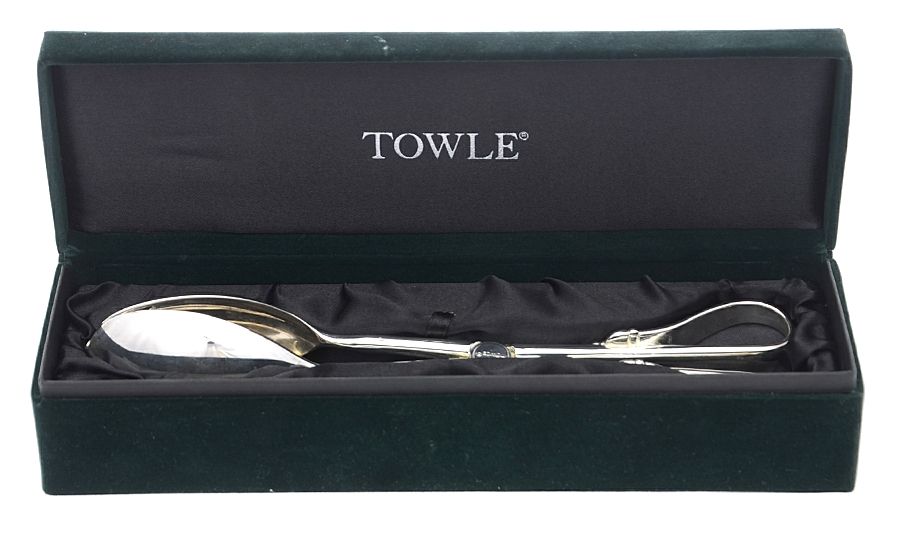 Copenhagen (Silverplate, 2000, Glossy) Silverplate Salad Tongs, Solid Piece by Towle Silver-1