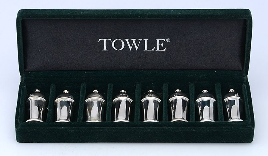 Copenhagen (Silverplate, 2000, Glossy) Individual Salt and Pepper Set (4 Sets) by Towle Silver-1