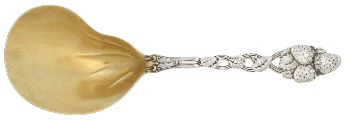 Strawberry (Sterling, Pierced) Berry Casserole Spoon w/Kidney Bowl by Tiffany & CO SILVER-1