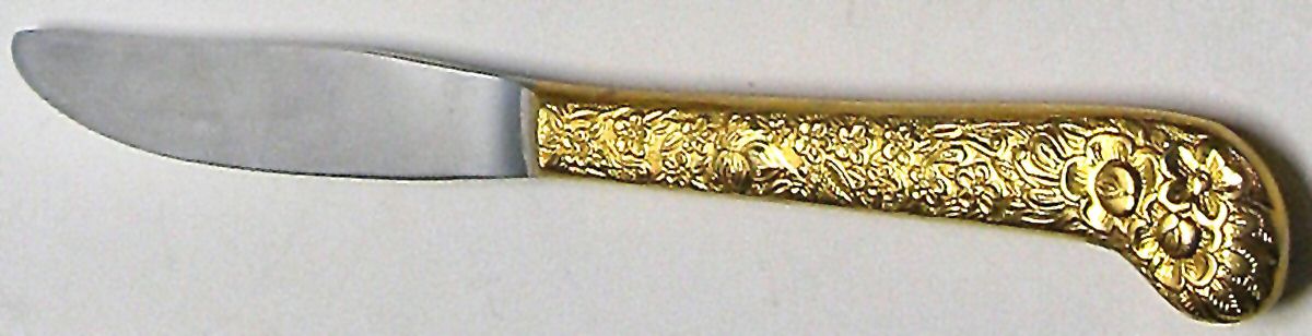 Golden Fragonard (Gold Electroplate) Modern Hollow Pistol Knife by Towle Silver-1