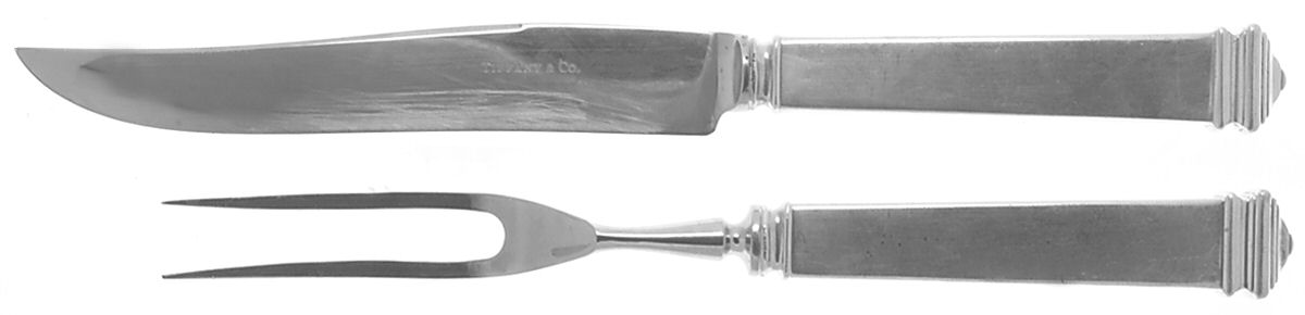 Hampton (Sterling, 1934, Monograms) Small 2-Piece Steak Carving Set w/Stainless Blade by Tiffany & CO SILVER-1