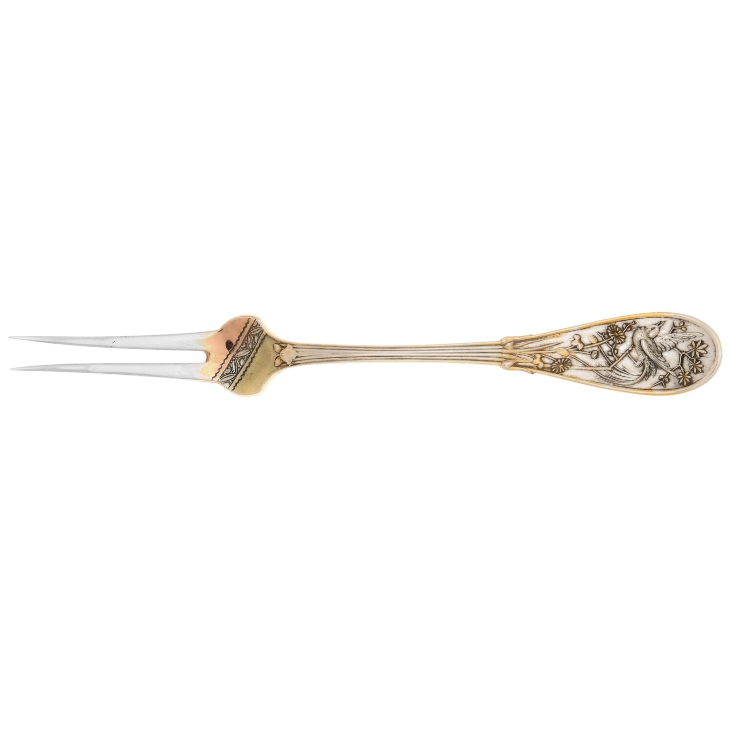 Japanese (Sterling, 1871, No Monograms) Individual Solid Fruit Fork by Tiffany & CO SILVER-1