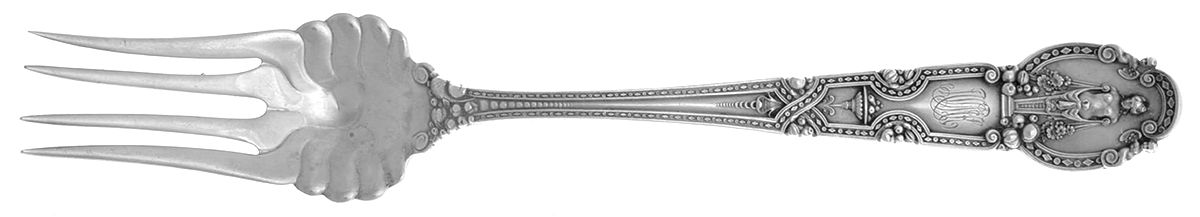 Renaissance (Sterling, 1905, Monograms) Large Solid Cold Meat Serving Fork by Tiffany & CO SILVER-1