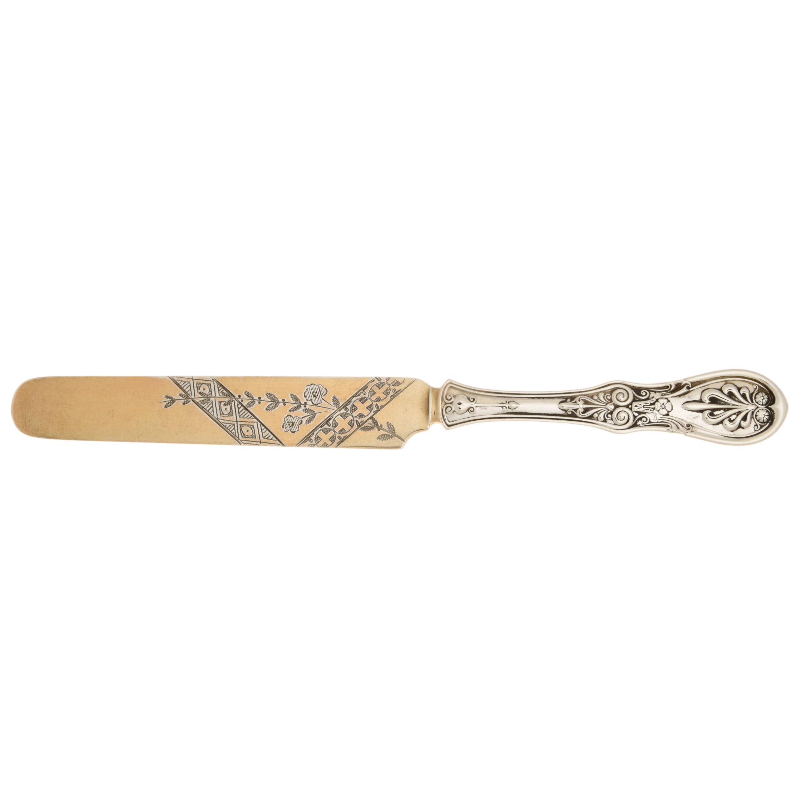 Saratoga (Sterling, 1870, No Monograms) Bright Cut Solid Dessert Tea Knife by Tiffany & CO SILVER-1
