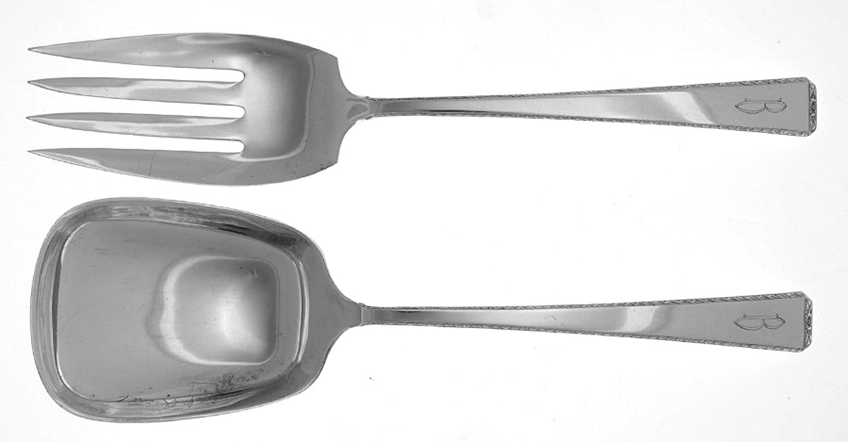 Drury Lane (Sterling, 1939, No Monograms) (2 Pc) Solid Salad Set by Towle Silver-1
