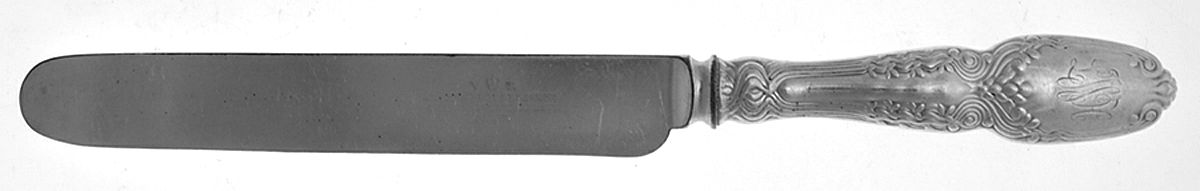 Broom Corn (Sterling, 1890, Monograms, M-T-C Stamp) Blunt Hollow Knife with Bolster by Tiffany & CO SILVER-1