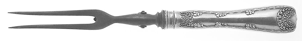 Wave Edge (Sterling, 1884, Monograms) Large Stainless-Prong Roast Carving Fork by Tiffany & CO SILVER-1