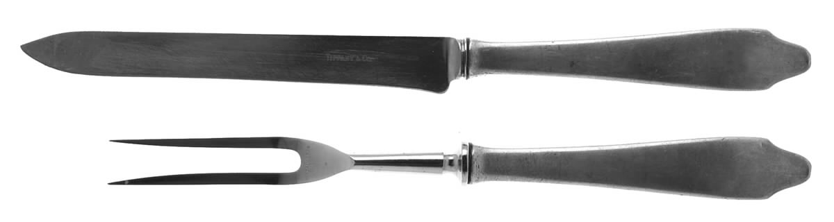 Clinton (Sterling, "L"-No Stamp) Large 2-Piece Roast Carving Set w/Stainless Blade by Tiffany & CO SILVER-1