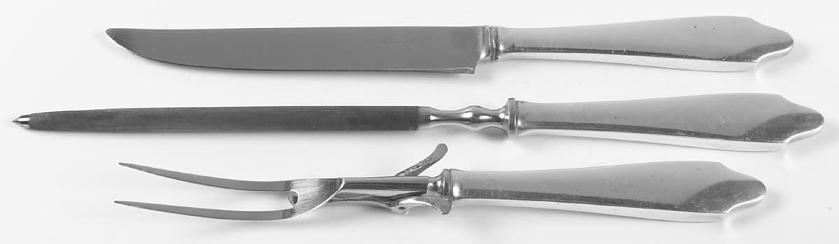 Clinton (Sterling, "L"-No Stamp) Large 3-Piece Roast Carving Set w/ Stainless Blade by Tiffany & CO SILVER-1