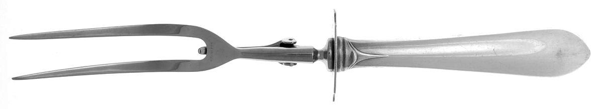 Faneuil (Sterling, "L" or No Stamps) Large Stainless Prong Carving Fork W/Sterling Guar by Tiffany & CO SILVER-1