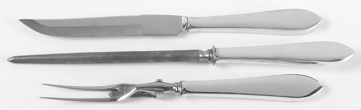 Faneuil (Sterling, "L" or No Stamps) Large 3-Piece Roast Carving Set w/ Stainless Blade by Tiffany & CO SILVER-1