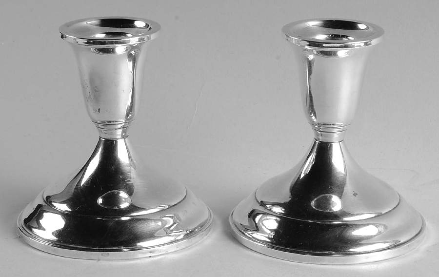512 (Sterling, Hollowware) Pair of Weighted Candleholders by Towle Silver-1
