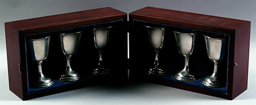 146 (Sterling, Hollowware) Wine Goblets (Set of 6) with Wood Case by Tuttle-1