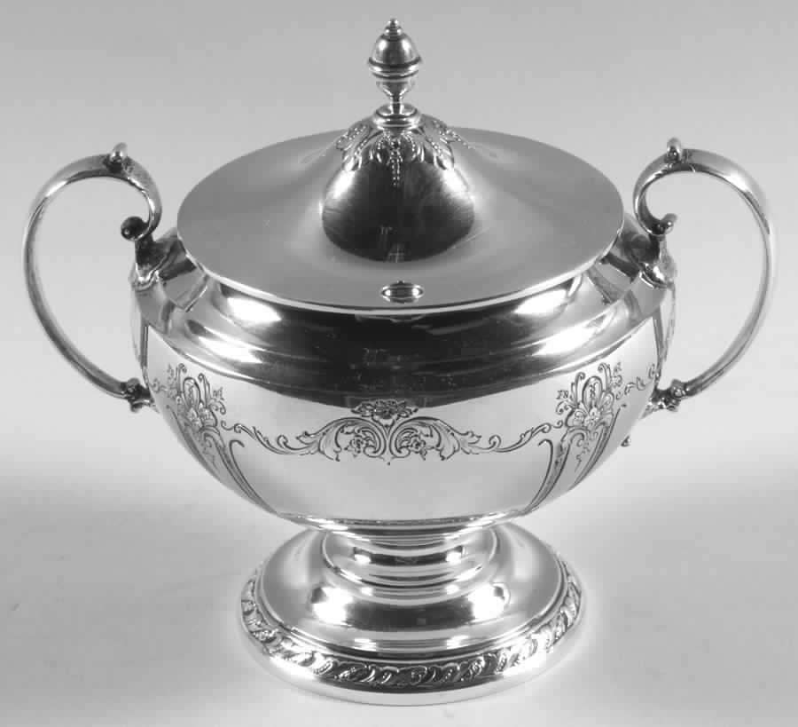 Candlelight-Chased (Sterling, Hollowware) Sugar Bowl & Lid by Towle Silver-1