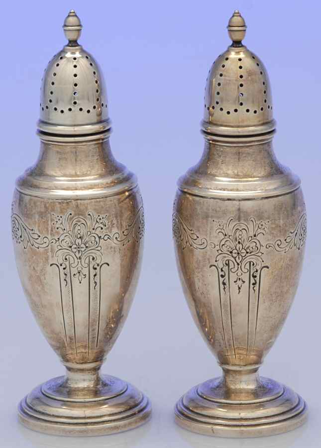 Candlelight-Chased (Sterling, Hollowware) Salt and Pepper Set by Towle Silver-1