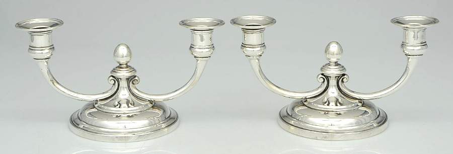 Hamilton (Sterling, Hollowware) Pair of 5" 2 Light Candelabra by Tiffany & CO SILVER-1