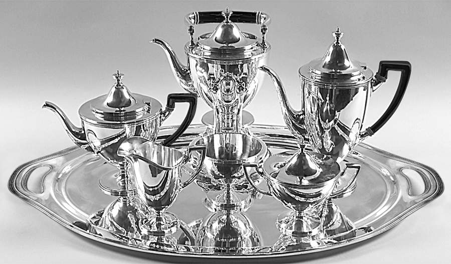 Hamilton (Sterling, Hollowware) 7 Piece Tea Set (SCP*, STP*, SCR*, SSU*, SWB*, SKES8, SWTL*) by Tiffany & CO SILVER-1