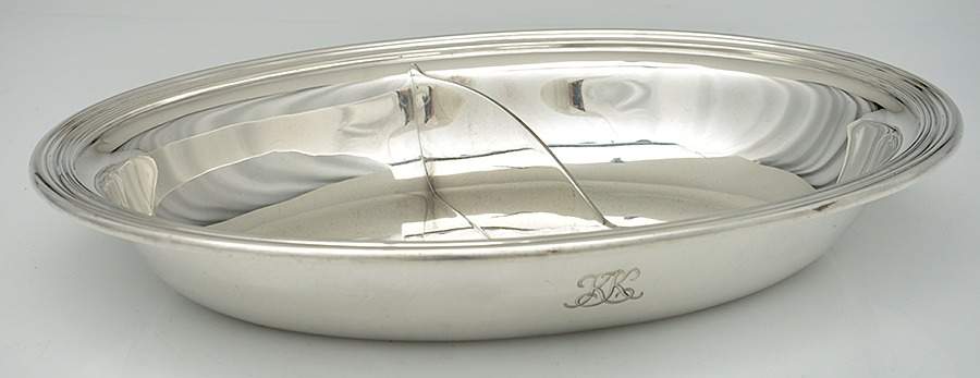 Hamilton (Sterling, Hollowware) 11" Oval Divided Vegetable Bowl by Tiffany & CO SILVER-1
