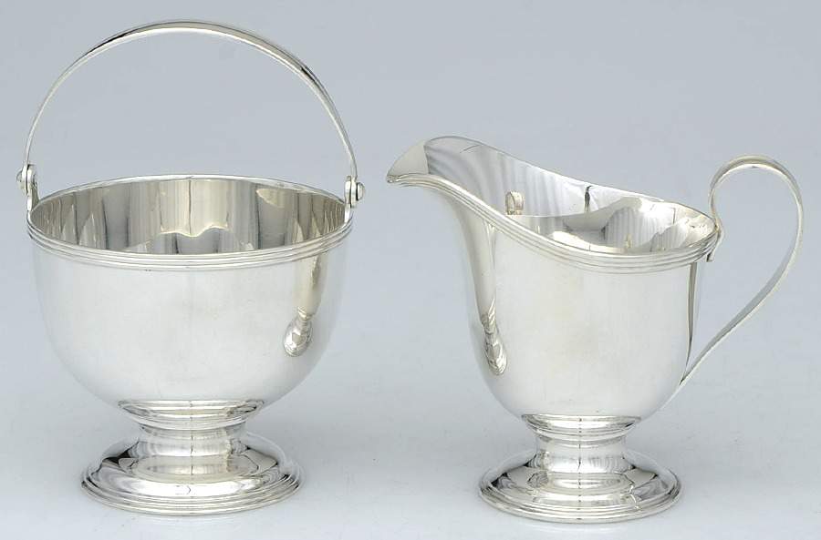 Hamilton (Sterling, Hollowware) Mini Creamer and Sugar Basket by Tiffany & CO SILVER-1