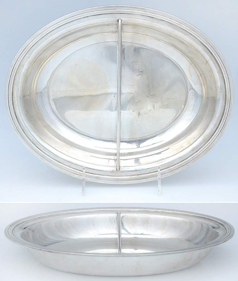Hamilton (Sterling, Hollowware) Sterling Oval Divided Vegetable Bowl by Tiffany & CO SILVER-1
