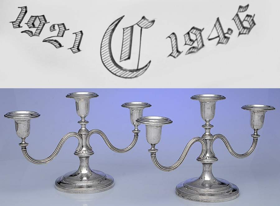 Hamilton (Sterling, Hollowware) Pair of 7" 3 Light Candelabras by Tiffany & CO SILVER-1