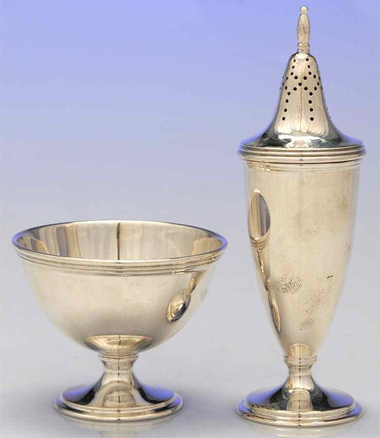 Hamilton (Sterling, Hollowware) Open Salt Master & Pepper Shaker Set by Tiffany & CO SILVER-1